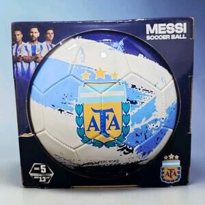 Messi Argentina soccer ball with blue and white stripes and AFA crest Size 5